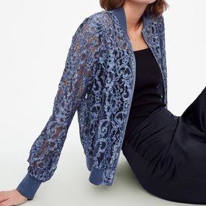Zara Blue Lace Bomber Jacket New with tags size L